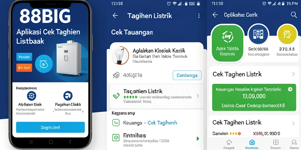 Antarmuka aplikasi 88BIG menampilkan fitur cek tagihan listrik.