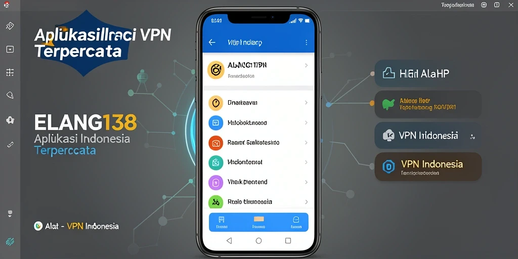 Antarmuka aplikasi ELANG138 dengan fungsi VPN Indonesia yang praktis.