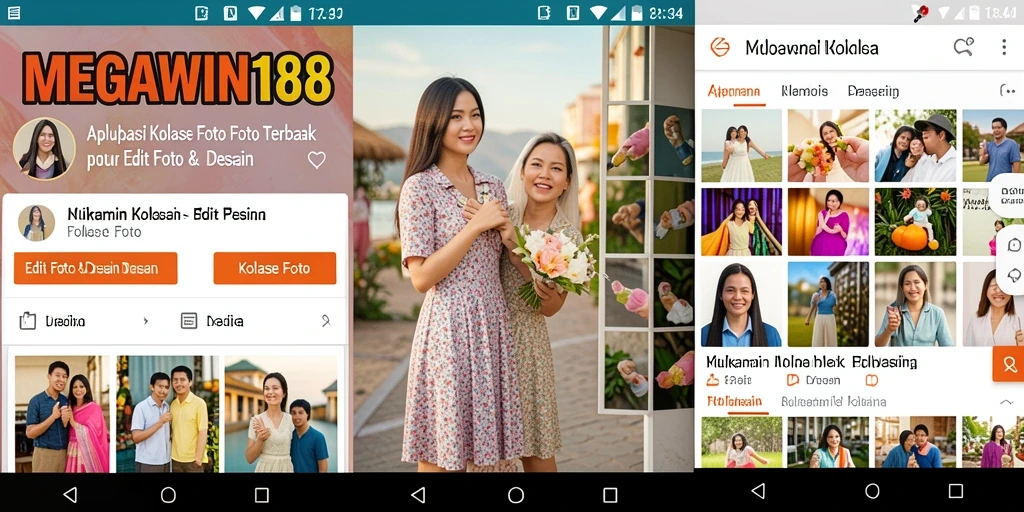 Antarmuka MEGAWIN188 yang intuitif untuk membuat kolase foto.