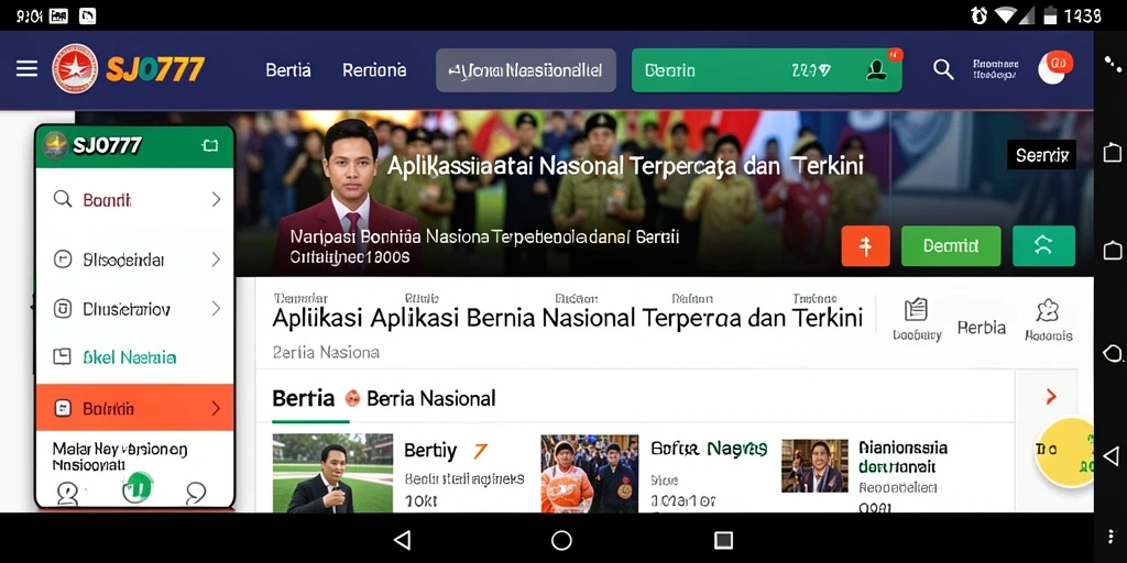 Antarmuka aplikasi SJO777 yang menampilkan berita nasional terkini.